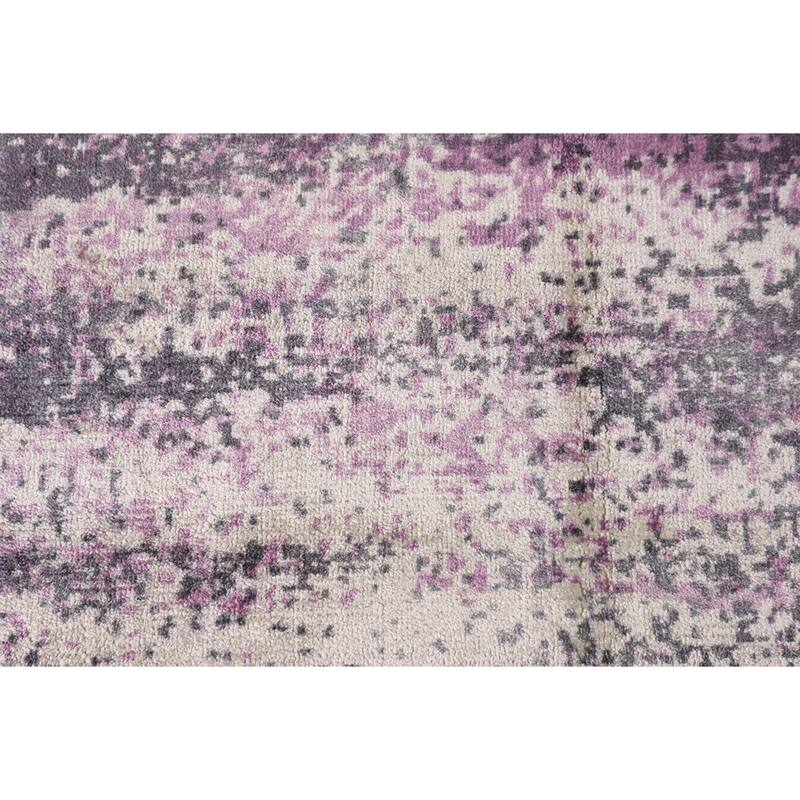 Contemporary Abstract Indian Square Area Rug Hand-Knotted Wool Carpet - 6'8" X 6'9"