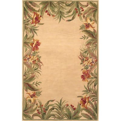 Domani Classics Ivory Floral Border Hand-tufted Wool Rug
