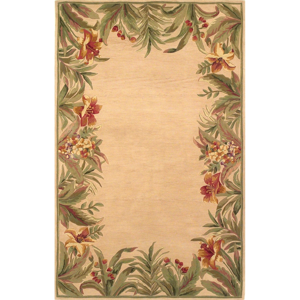 Domani Classics Ivory Floral Border Hand-tufted Wool Rug