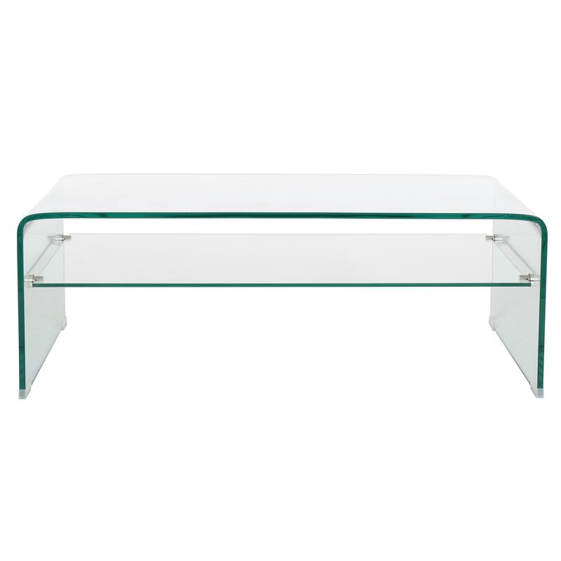 COFFEE table 12MM TEMPERED BENT GLASS ,8MM SHELF GLASS - Clear