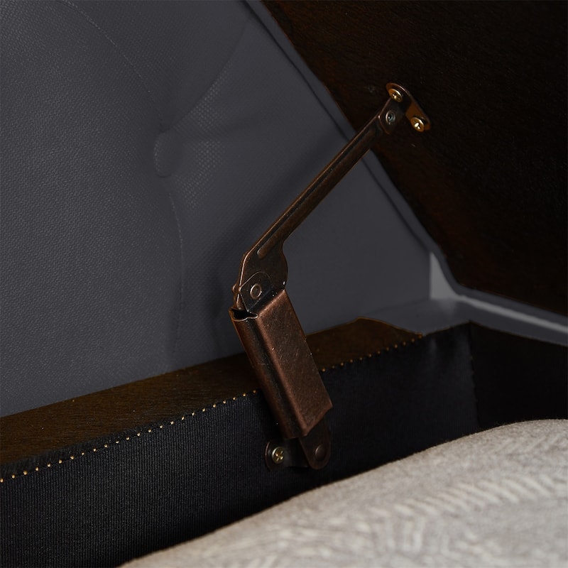 Storage Ottoman Bench with Safety Hinge, Upholstered Storage Bench with Seating for Living Room