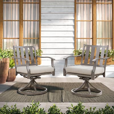 Patio Swivel Dining Chairs with Armrest Furniture (2 Pieces)