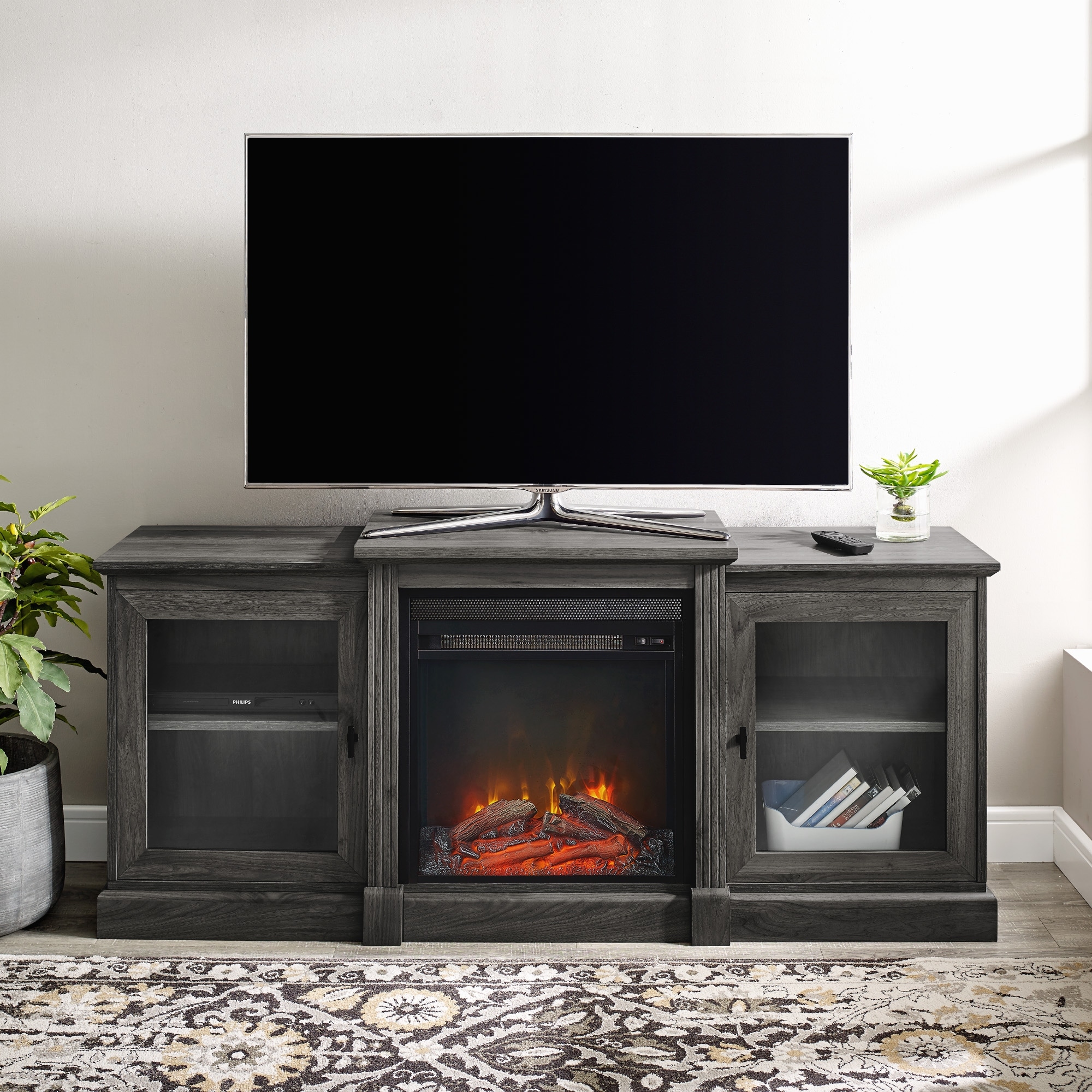 Copper grove store fireplace tv stand
