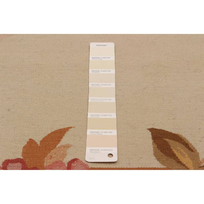 ECARPETGALLERY Flat-Weave Dynasty Ivory Wool Tapestry Kilim - 9'10 x 14'0