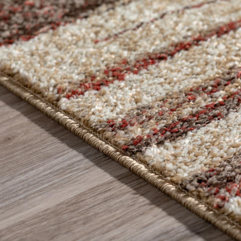 ADDISON Blair Abstract Striped Spice/Beige Area Rug (4'11"X7') - 4'11"X7'