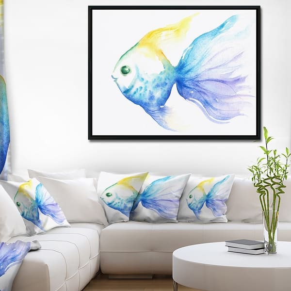 Shop Designart Lovely Blue Fish Watercolor Abstract Framed