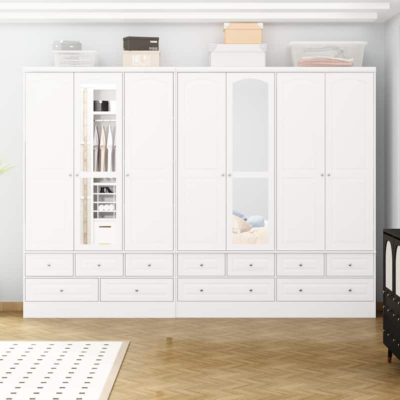 78.7"H Combo Twin Wardrobe Set Elegance Meets Utility Armoires Closet
