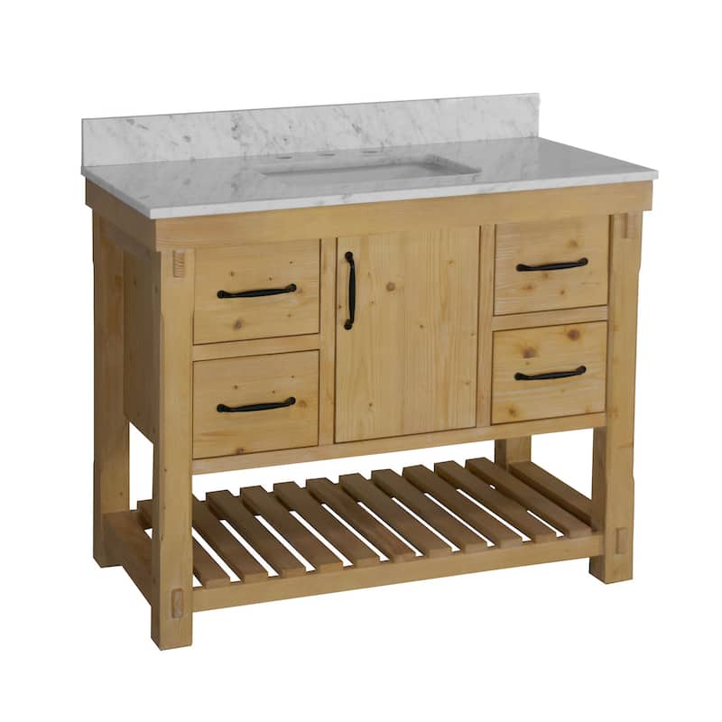 KitchenBathCollection Birmingham 42" Bathroom Vanity with Carrara Marble Top