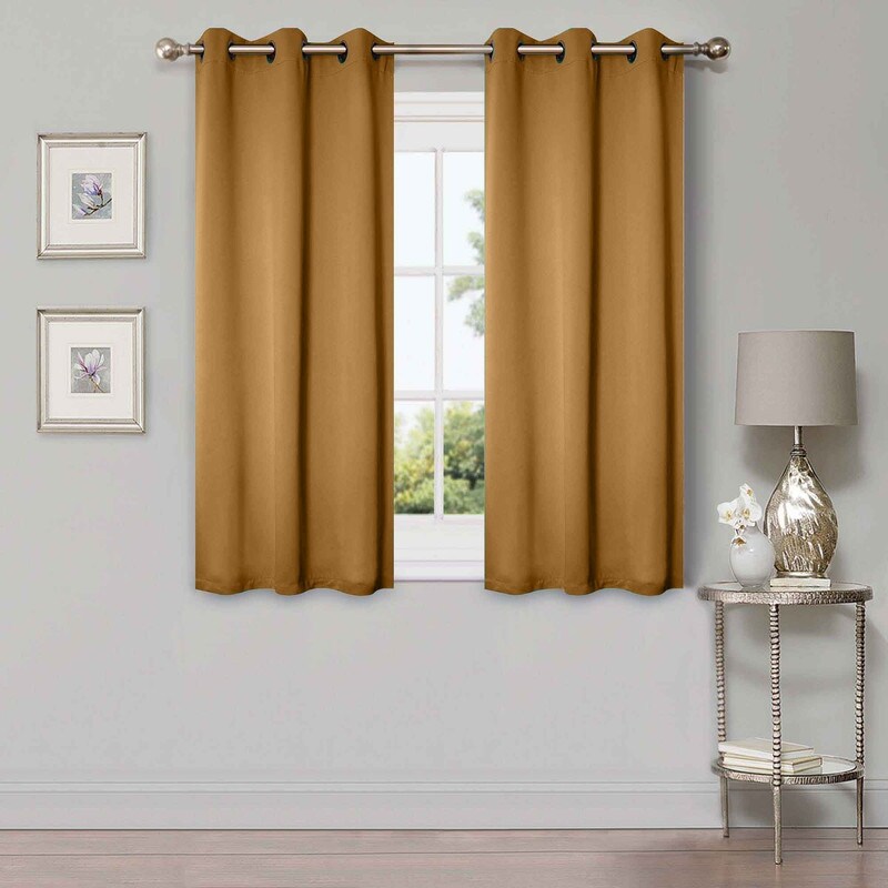 Superior Solid Machine Washable Room Darkening Grommet Blackout Curtains, Set of 2