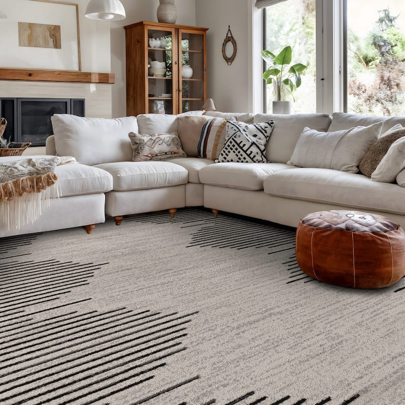 Bohemian Stripe Area Rug - 5' x 7' - Cream/Onyx