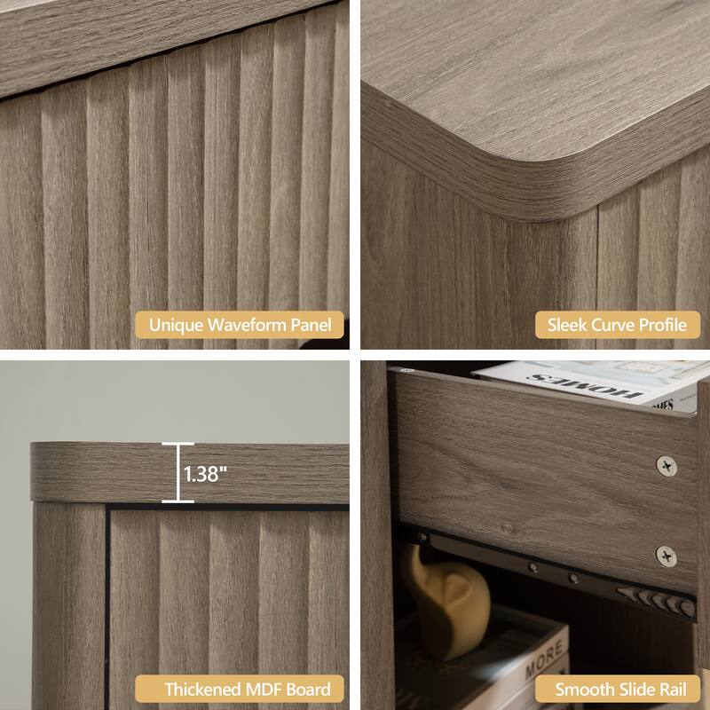 SICOTAS Nightstand with 1 Drawer and Open Storage