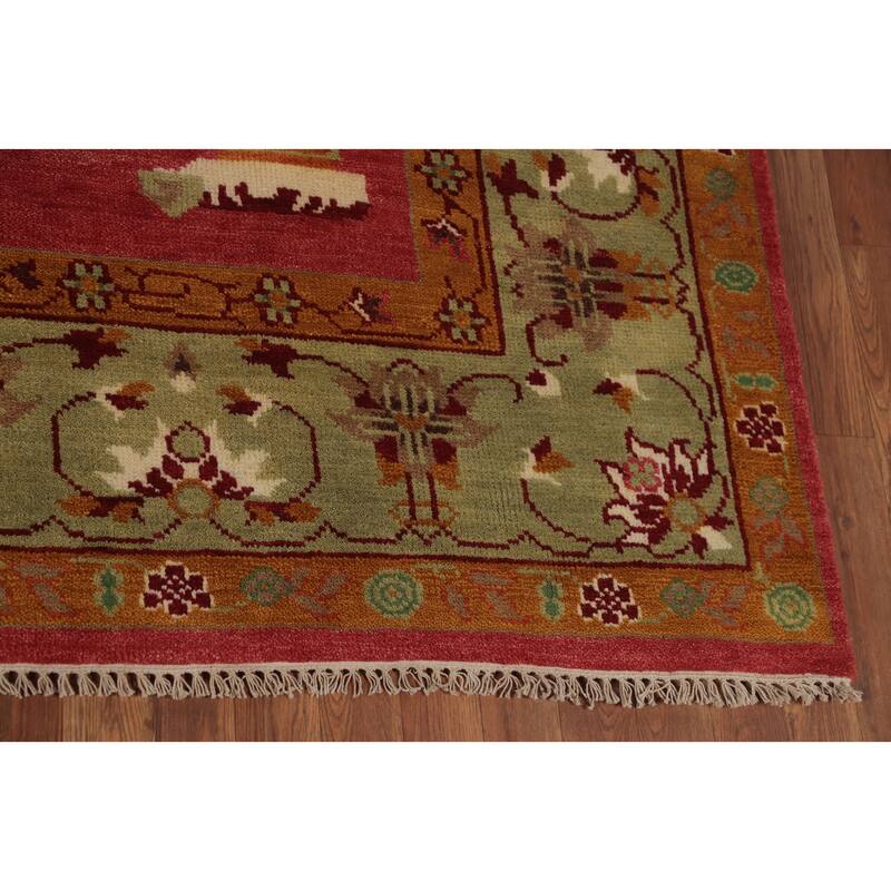 Art Deco Indian Area Rug Handmade Wool Carpet - 7'10" x 10'0"