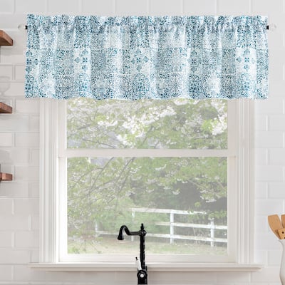 No. 918 Genoa Mosaic Semi-Sheer Rod Pocket 1-Piece Kitchen Curtain Valance - 54" x 14"