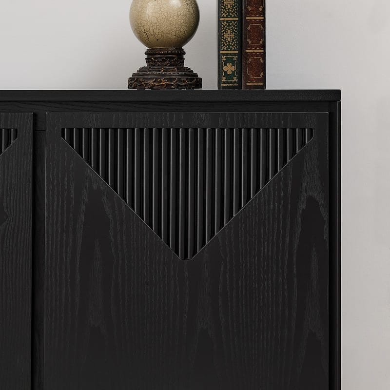 Mid Century Modern V-shape Storage Cabinet, Buffet Cabinet with Storage, Narrow Side Cabinet