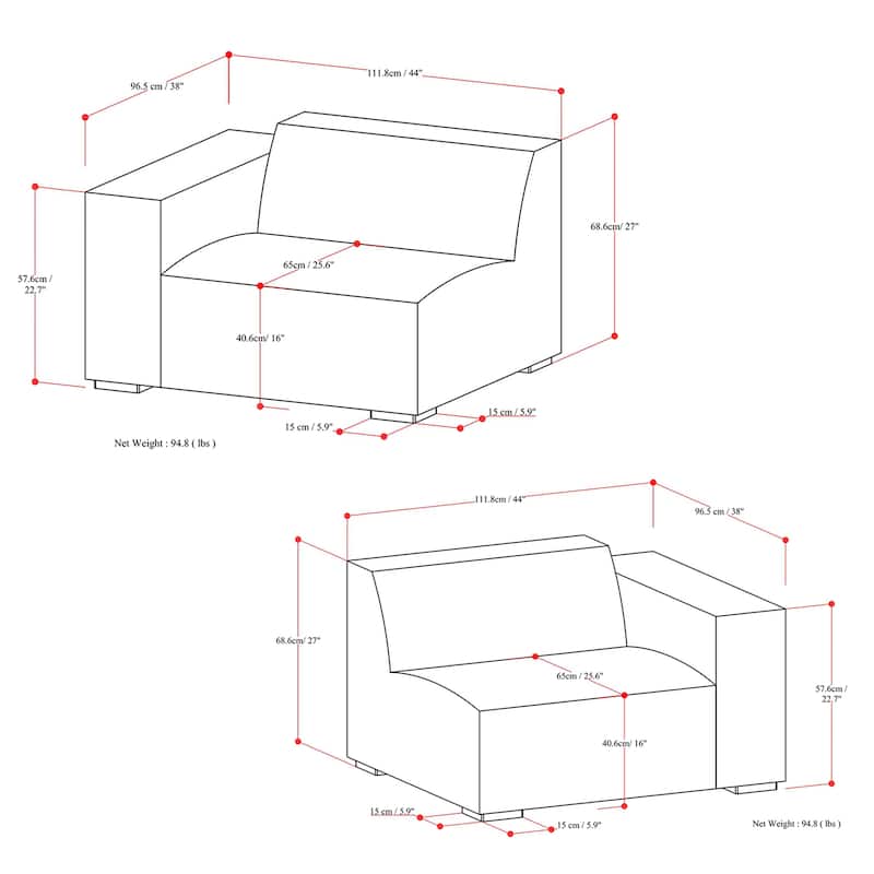 WyndenHall Biggs 2-Seater Modular Sofa