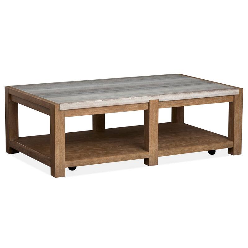 Magnussen Home Plum Creek Sierra Brown Rectangular Cocktail Table With Casters - 52''W x 30''D x 17.5''H - 52''W x 30''D x 17.5''H