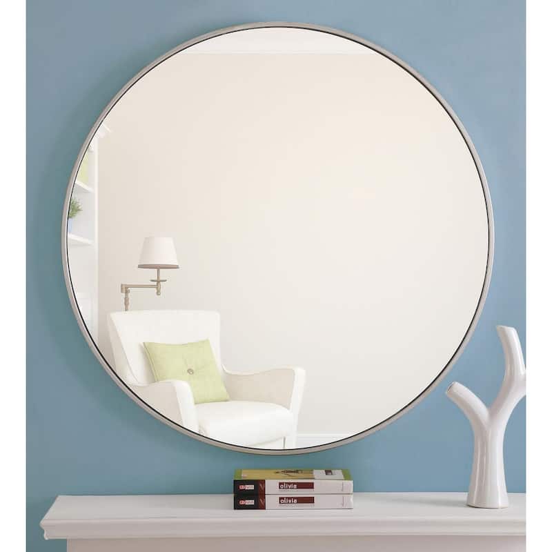 Carson Carrington Labbemala Metal Frame Round Mirror - 36" Diameter - Silver