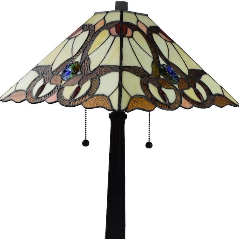 Vintage Style 22 Inch Two-Light Candlestick Table Lamp with Beige Shade - 11” x 21” x 22”