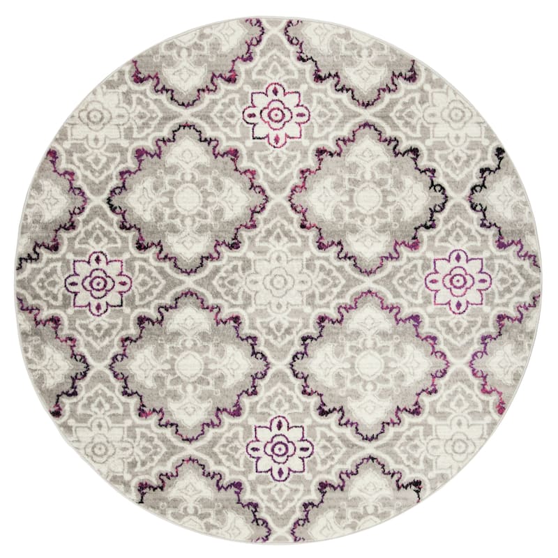 SAFAVIEH Skyler Jaike Modern Rug - 6'7" Round - Grey/Pink
