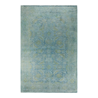 Vibrance, One-of-a-Kind Hand-Knotted Area Rug - Gray, 6' 2" x 9' 5" - 6' 2" x 9' 5"