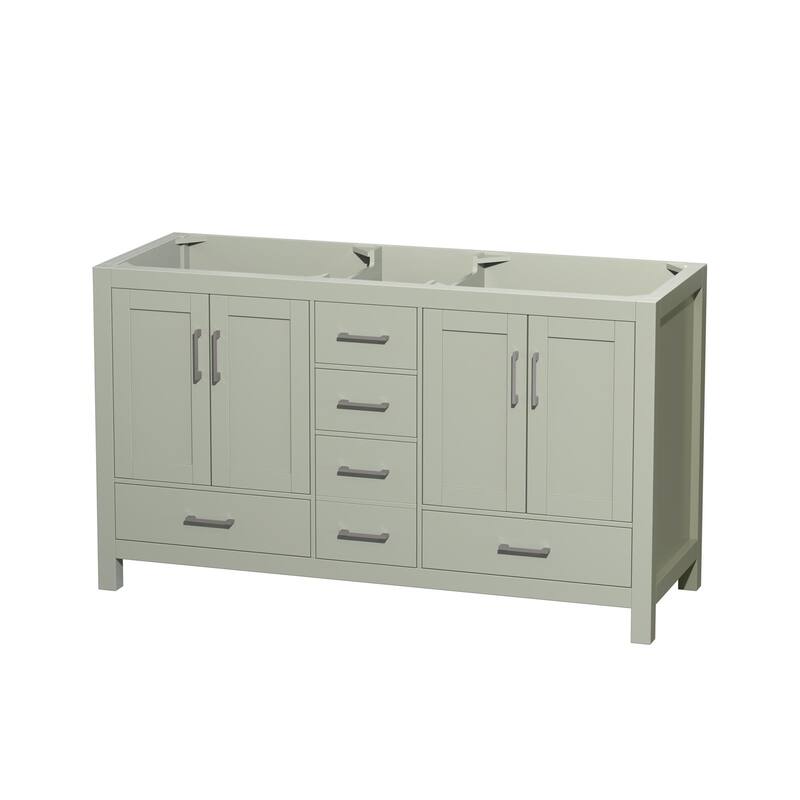 Wyndham Collection WCS141460DSXXMXX Sheffield 60" Double Free Standing - Light Green / Brushed Nickel Hardware