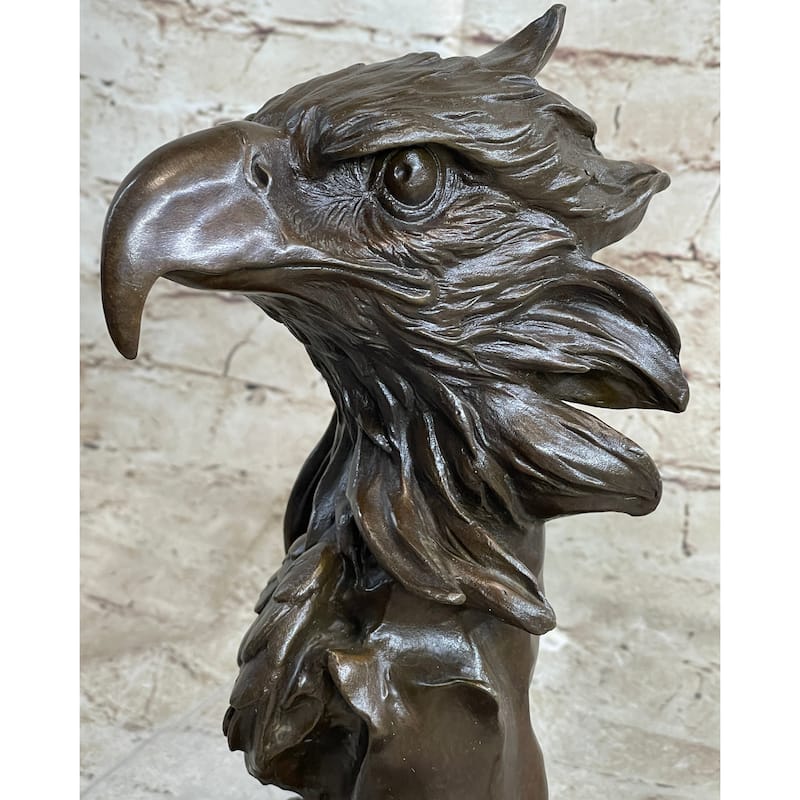 Signed Original Milo American Eagle On A Tree Branch Marble Bronze Sculpture Art