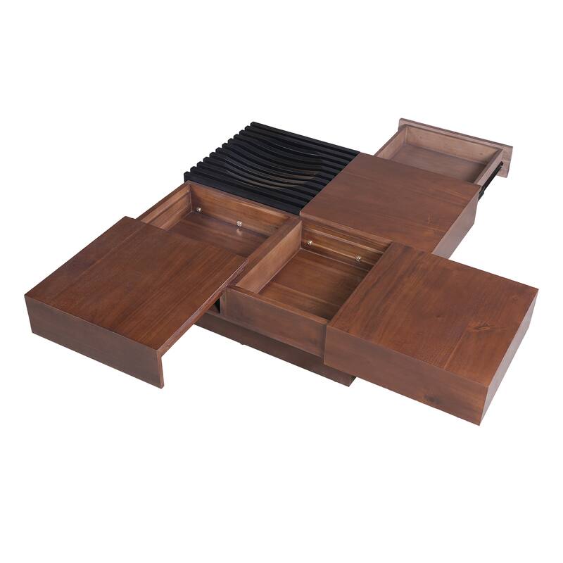 Italian Retro - INSPIRED ACACIA WOOD STORAGE COFFEE TABLE ,BROWN & BLACK COLOR