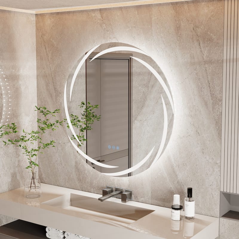 Waterproof LED Touch Light Bathroom Mirror Anti fog Vanity Dimmable - 32*32"
