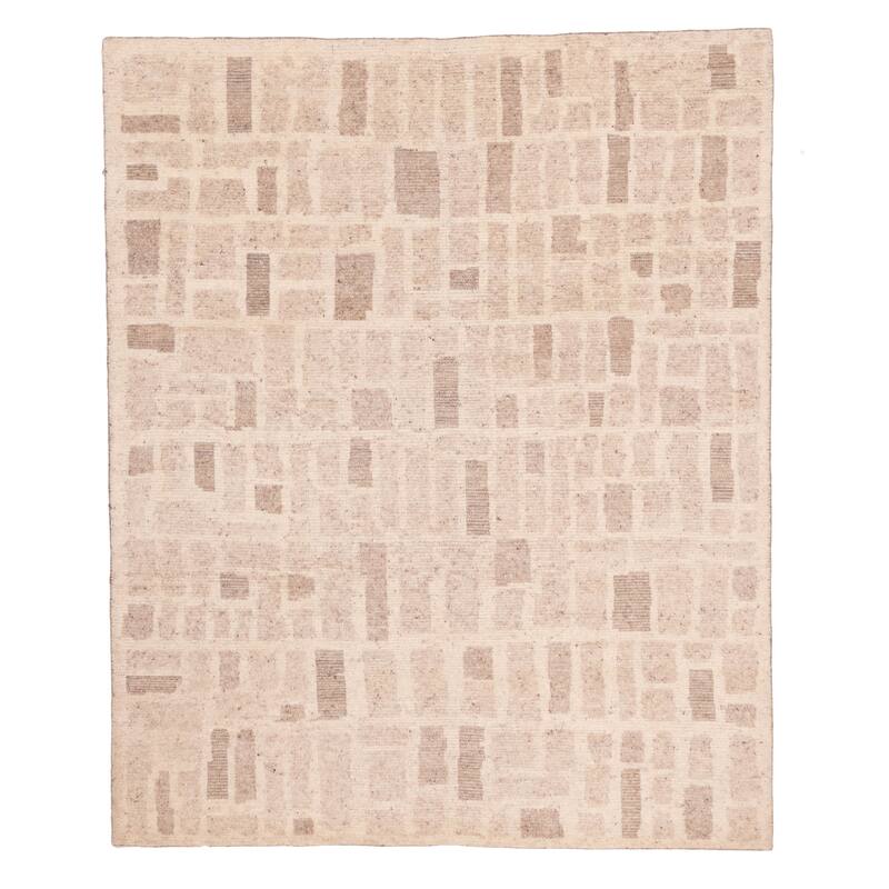 ECARPETGALLERY Hand-knotted Looma Ivory Wool Rug - 8'2 x 9'8