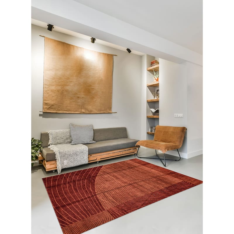 ECARPETGALLERY Hand-knotted Opulence Dark Copper Silk, Wool Rug - 8'0 x 9'11