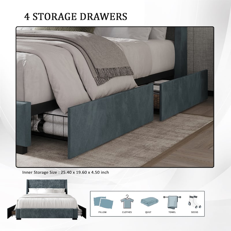 CraftPorch Corduroy Luxurious Bed