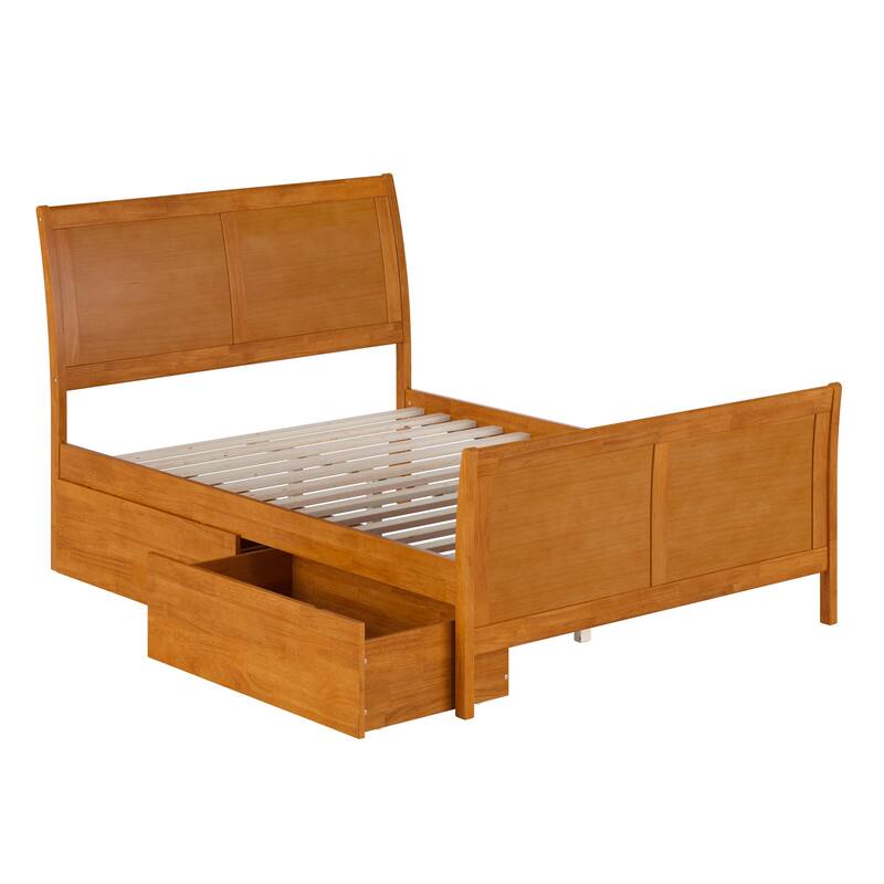 AFI Portland Solid Wood Platform Bed with Matching Footboard and Storage Drawers