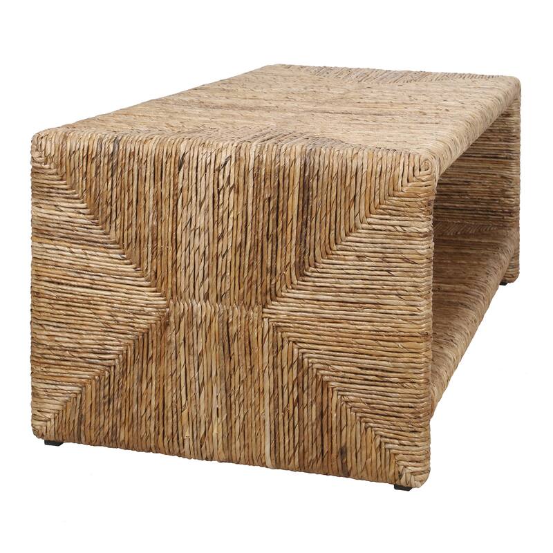 NPD Furniture Kanza Handwoven Abaca Coffee Table with Open Shelf