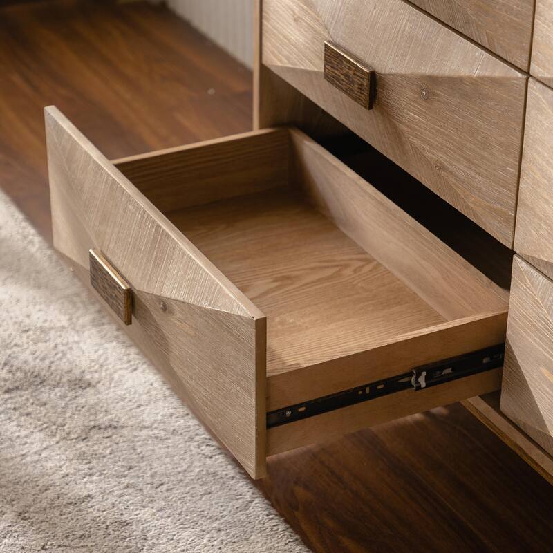 Light Wood Dresser with Metal Glide Drawers - Multi-Functional