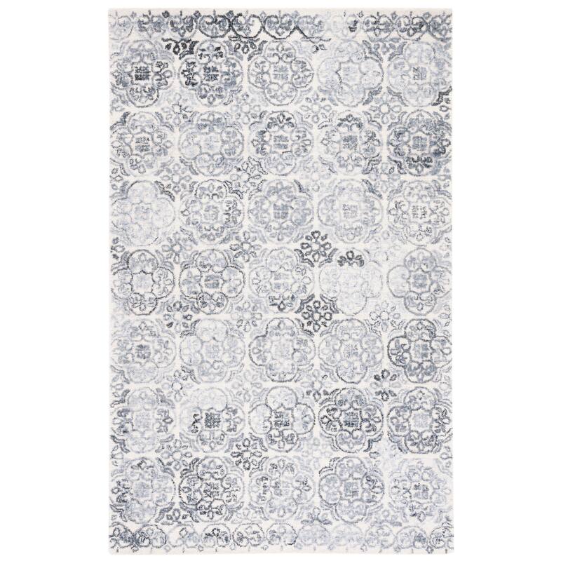 SAFAVIEH Handmade Metro Nell Floral Wool Rug - 6' Square - Ivory/Grey