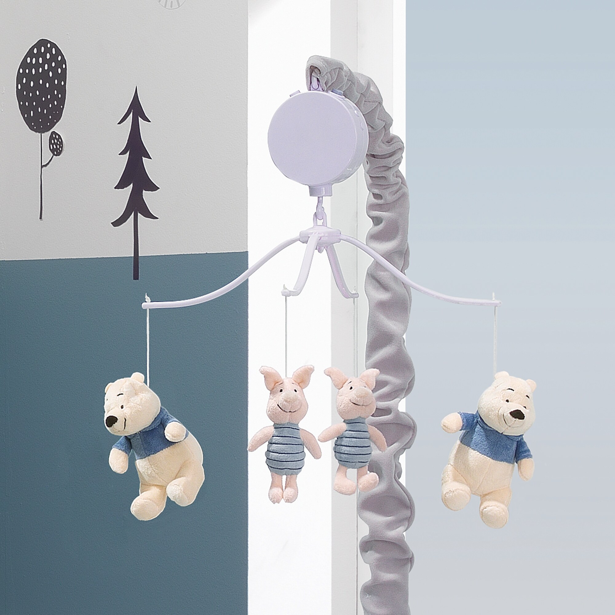 Shop Disney Baby Forever Pooh Gray Beige Bear Musical Baby Crib