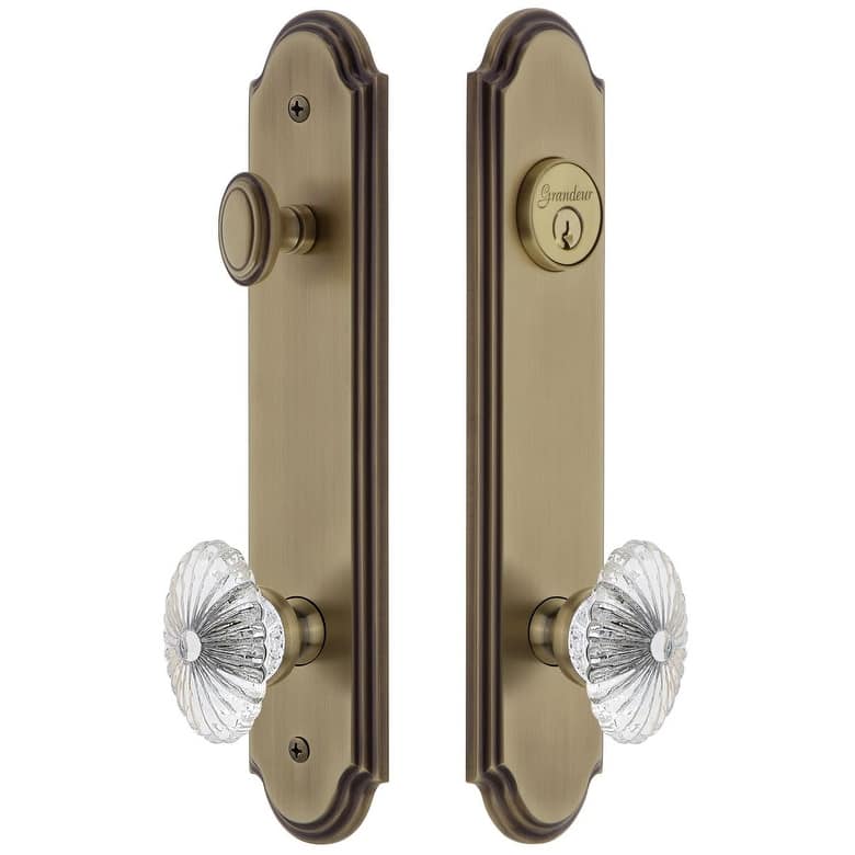 Grandeur Arc Solid Brass Tall Plate Single Cylinder Keyed Entry Set
