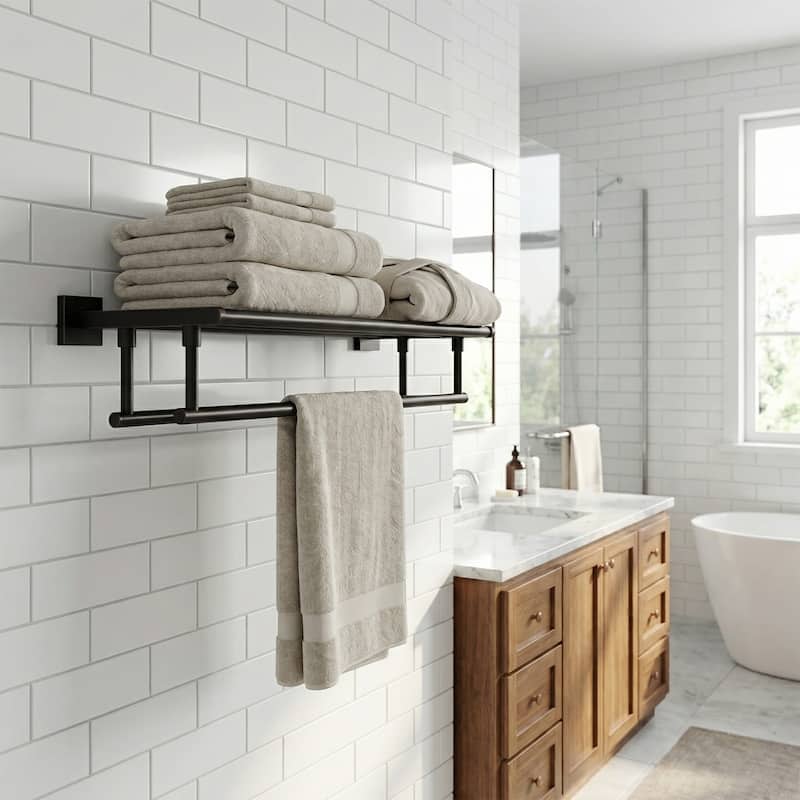 WOWOW Two Towel Holders Wall mounted Towel Rack