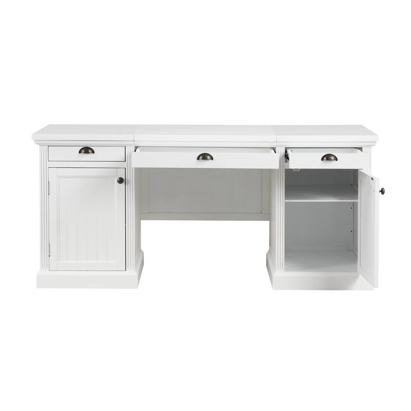 67''Modern Executive Desk,Computer Desk with 2 Storage Cabinet and 3 Drawers, Rectangle Home Office Desk with back