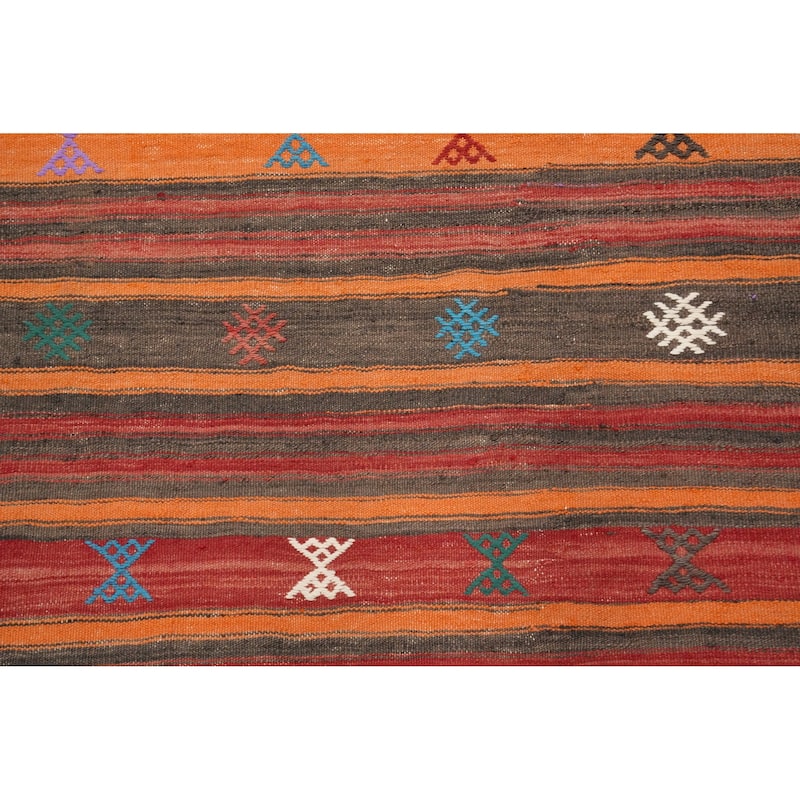 Hand Woven Oriental 100% Wool Carpet Southwestern Tribal Multi-Colored Kilim Area Rug - 9' 1'' X 5' 3''