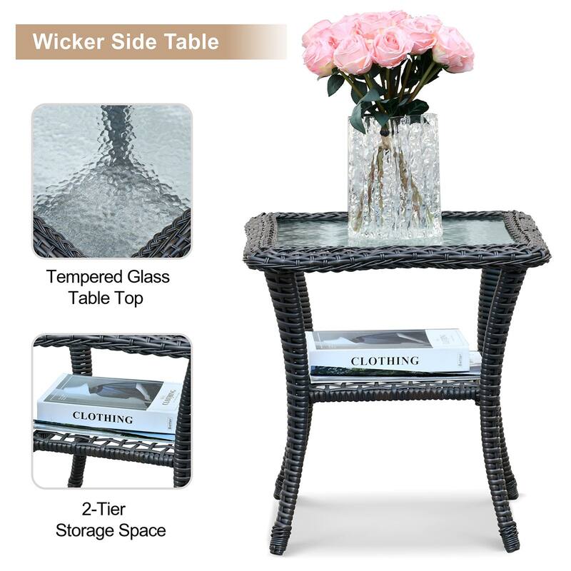 3Pcs Outdoor Patio Wicker Rocking Porch Chair