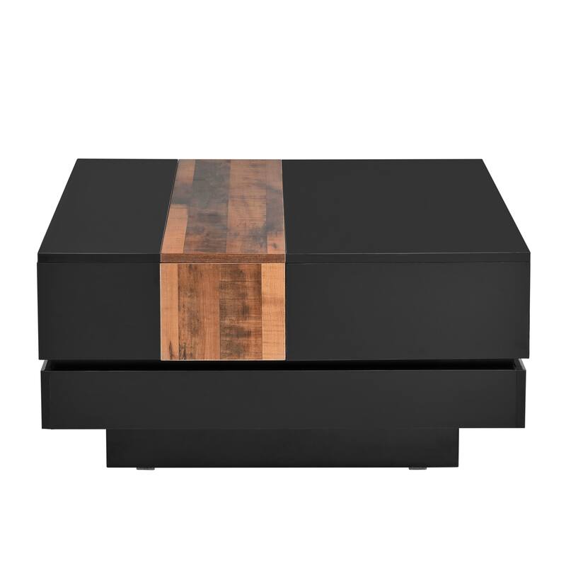 31.4" High Glossy Coffee Table with Sliding Tabletop and Hidden Storage Compartment