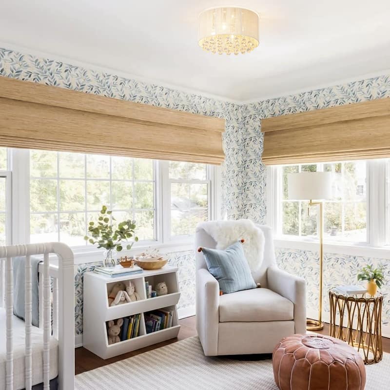 4-Light Modern Luxury Textured Fabric & Crystal Flush Mount with Crystal Droplets for Living Room - 15.7 in. W x 8.7 in. H