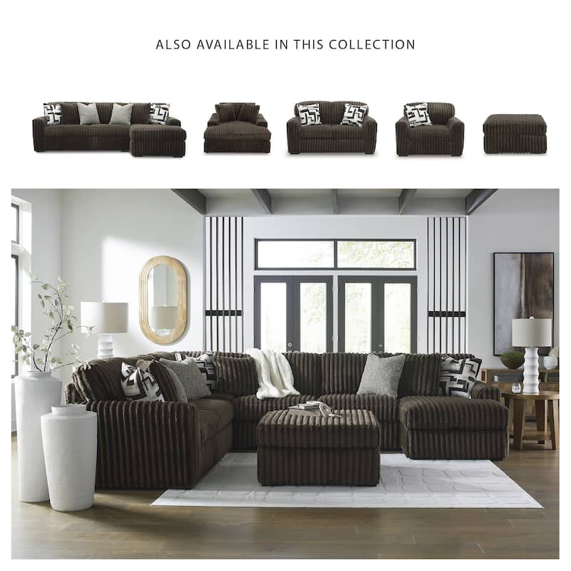 Signature Design by Ashley Midnight-madness Brown 3-Piece Sectional with Chaise - 190" W x 65" D x 40" H