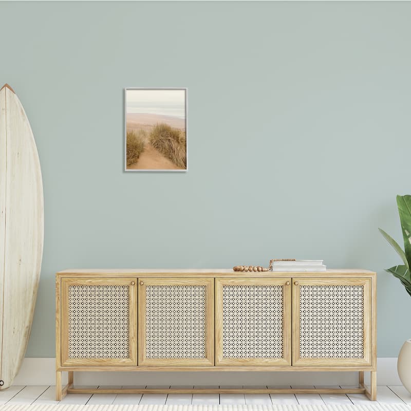 Stupell Sun Bleached Beach Coast Tall Grass Sand Dunes Framed Wall Art
