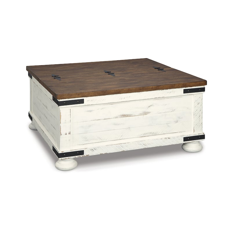Signature Design by Ashley Wystfield Brown/White Coffee Table with 2 End Tables - 36" W x 36" D x 18" H
