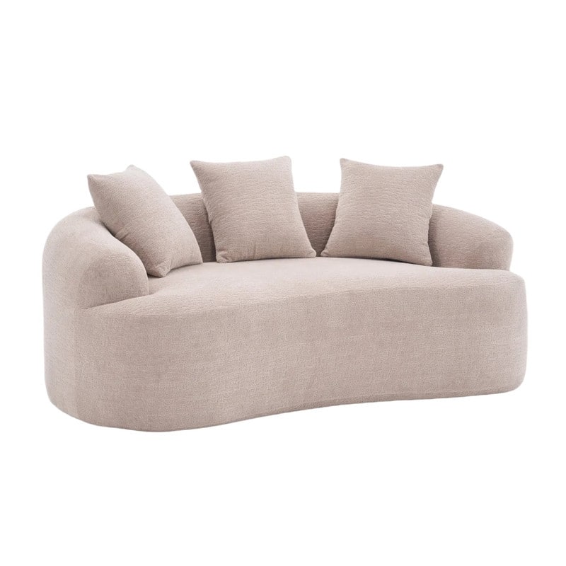 Curved Loveseat Full Compression Sponge Sofa, Chenille Fabric