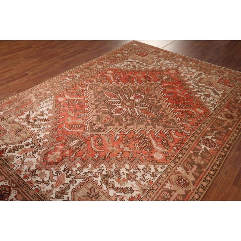 Geometric Heriz Persian Vintage Wool Carpet - 6'6"x 9'6"
