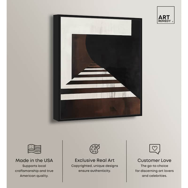 Art Remedy Vertigo Framed Abstract Shapes 1 Piece Canvas Wall Art