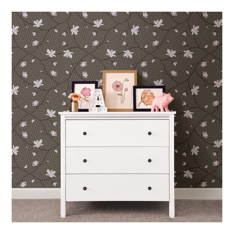 Borastapeter Sabella Brown Magnolia Branch Wallpaper - 20.9 x 396 x 0.025